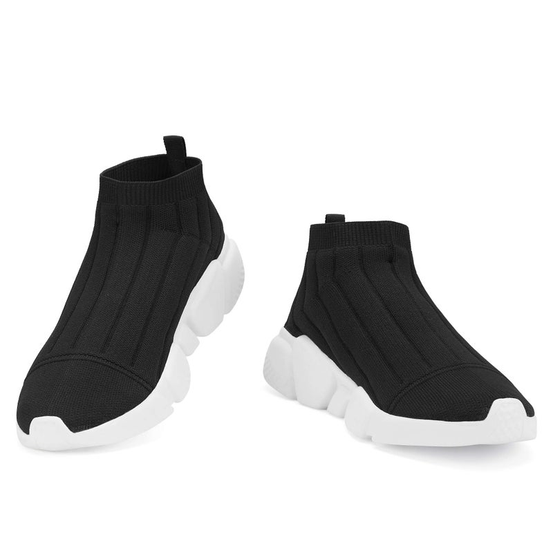 Casbeam Men's Running Knit Comfortable Lightweight Breathable Casual Sports Shoes Fashion Sneakers Slip-On Walking Shoes Black Size 8.5 - Image 2